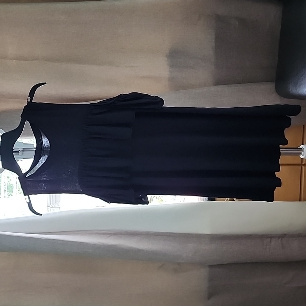 Joe Boxer Black Sleeveless Ruffled Dress sz S